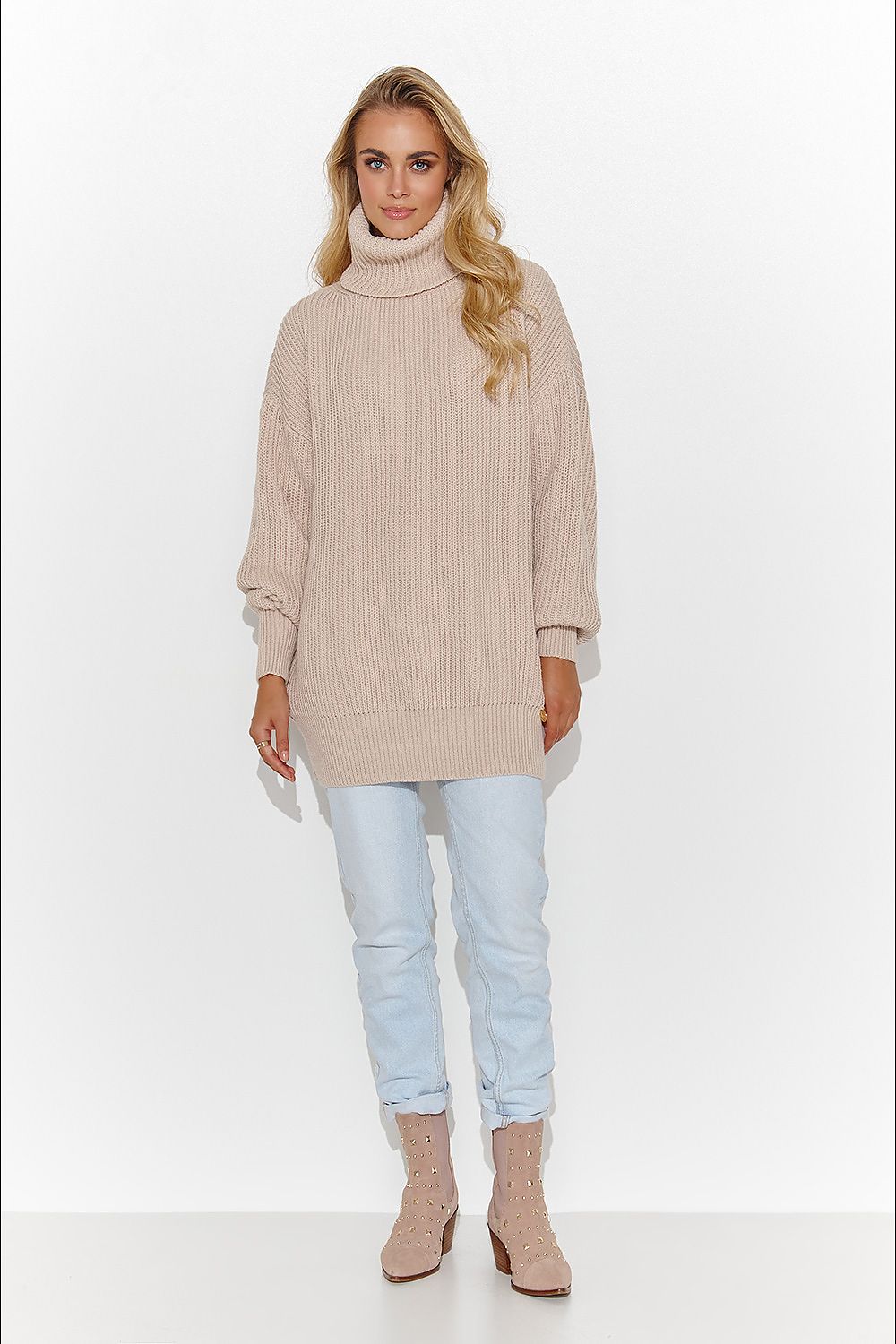  Rollkragenpullover model 185214 Makadamia 